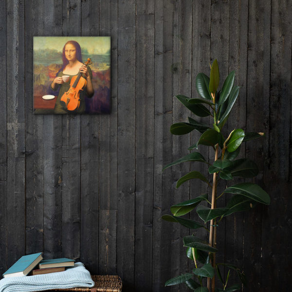 Da Vinci Mona Lisa Violinist or Violist taking a Coffee Break